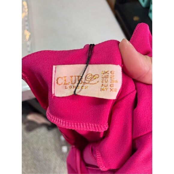 NWT ASOS Club L London Square Neck High Split Maxi Dress Fuschia Pink Size 2‎ - Picture 5 of 10
